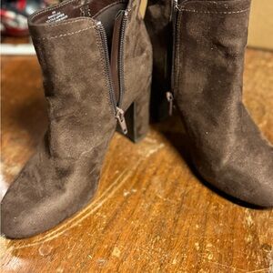 Bandolino Dark Brown Suede Block Heel Ankle Boots